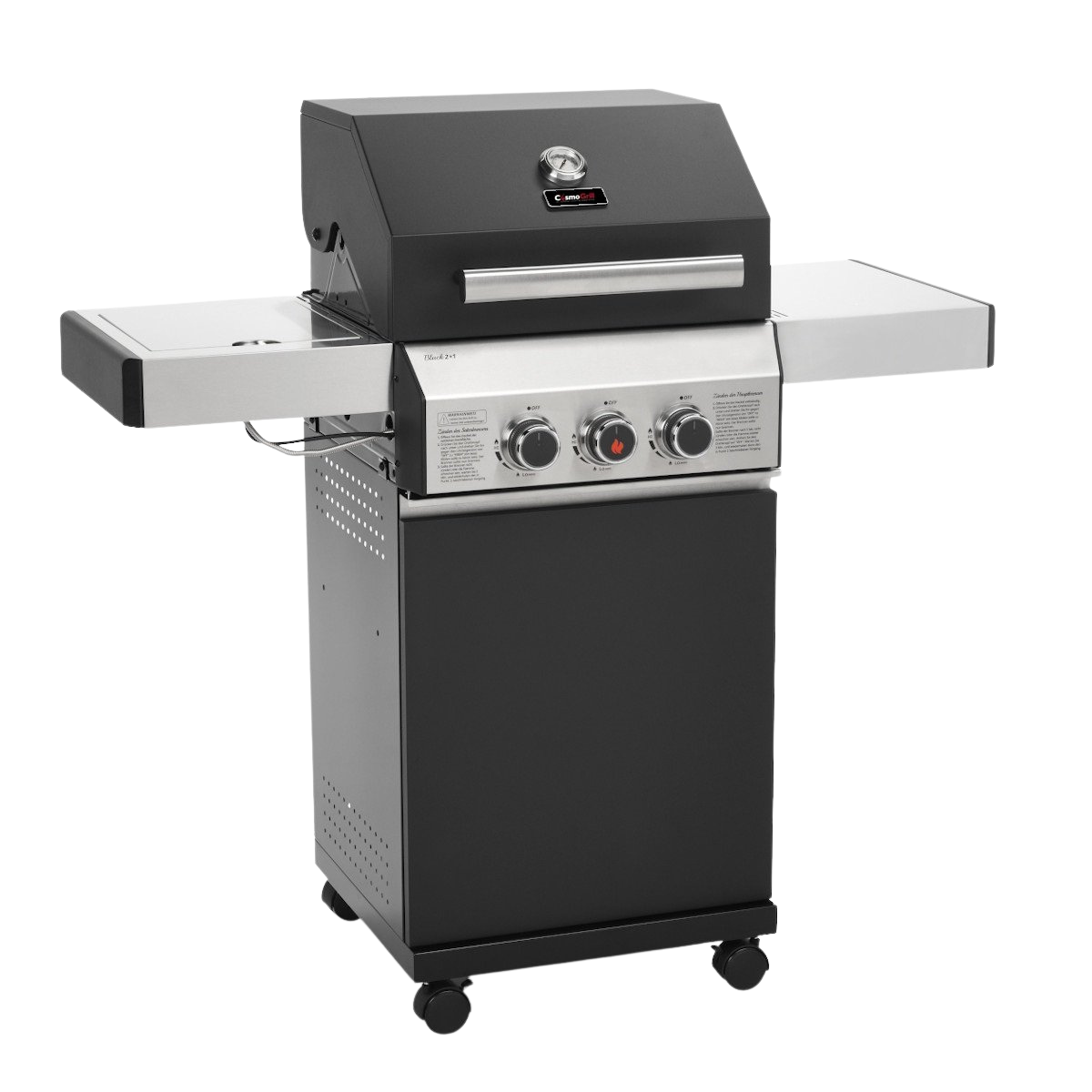 Premium Black 2+1 Gas Barbecue - CosmoGrill