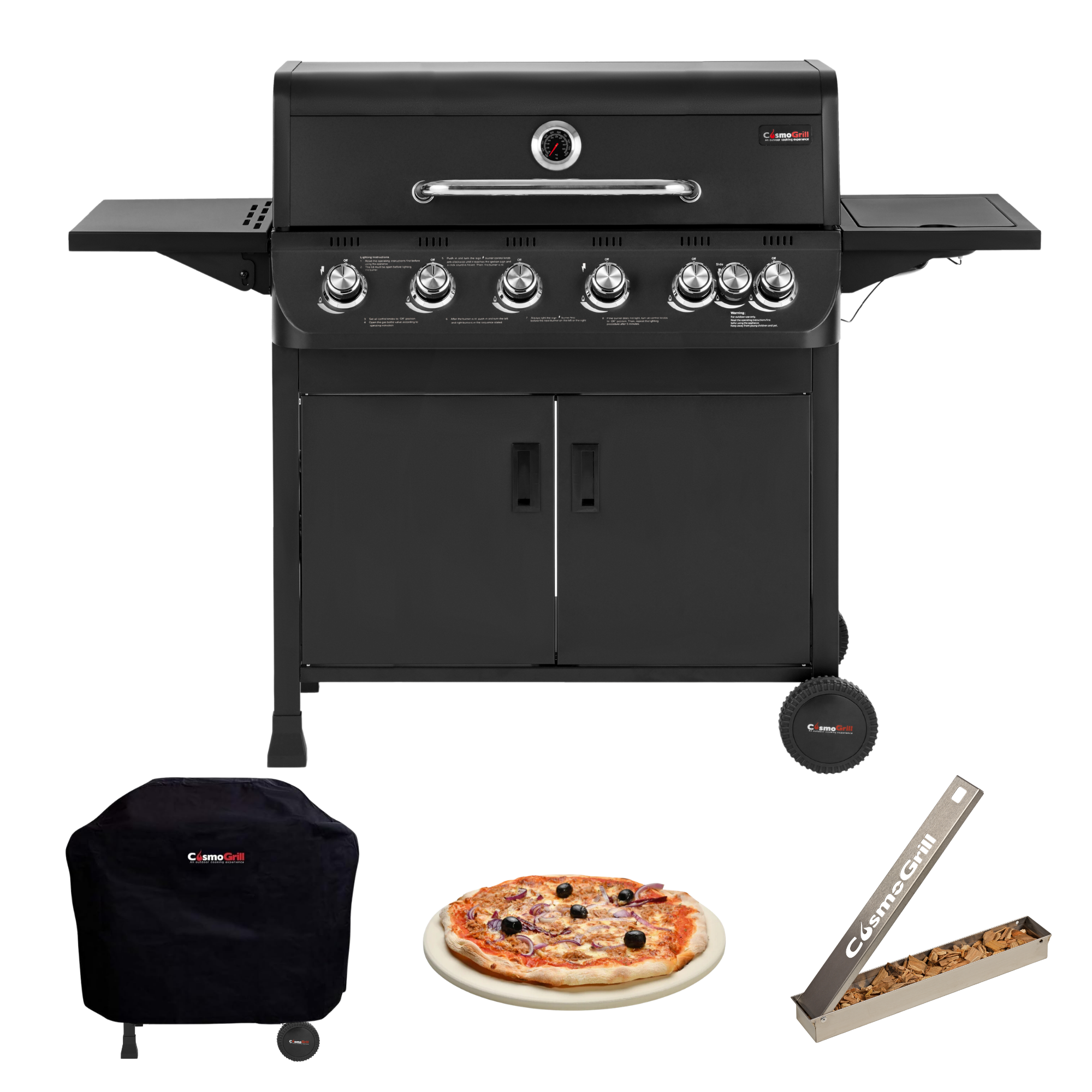 #Option_BBQ + Cover + Smoker Box + Pizza Stone