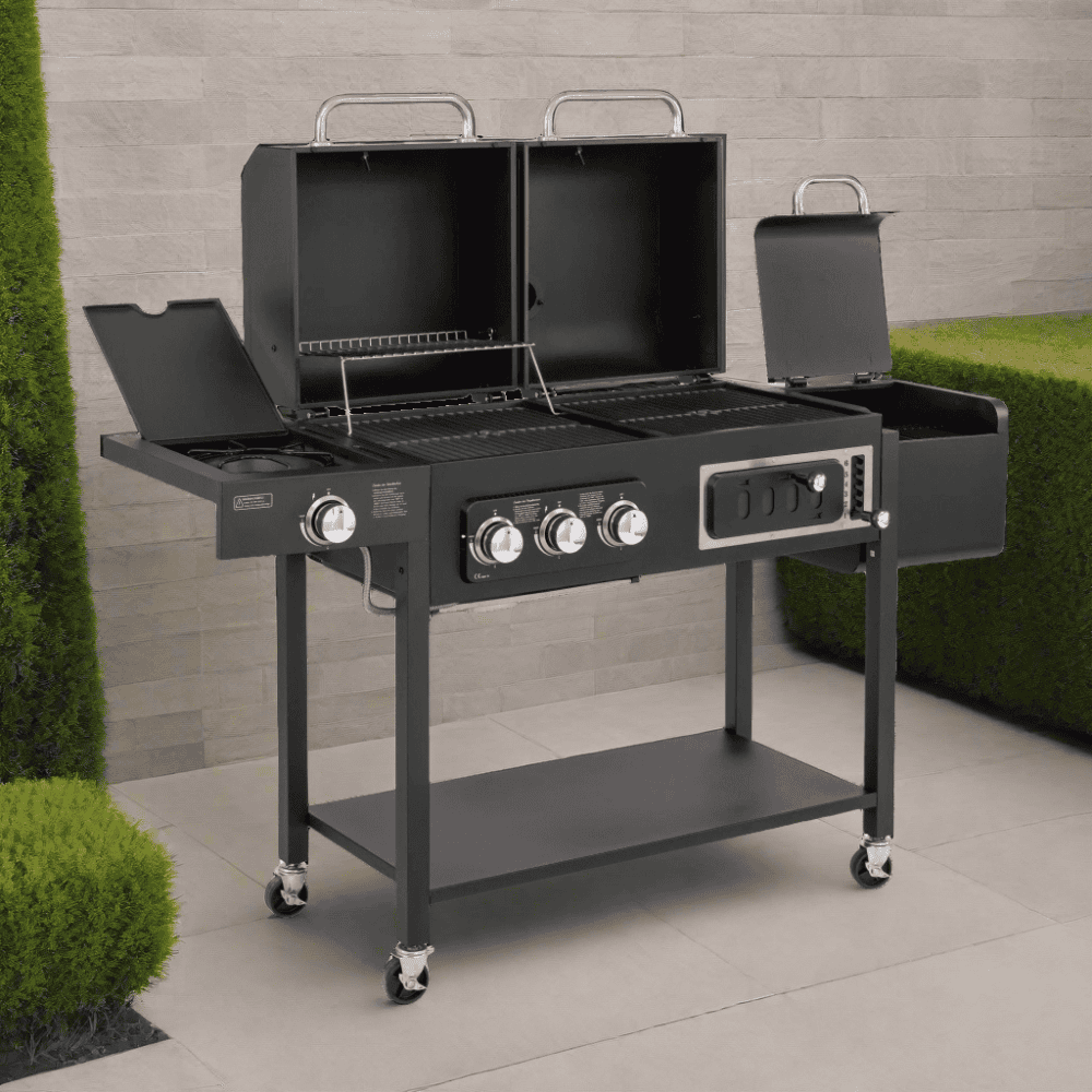 BBQ Gas and Charcoal with Offset Smoker, CosmoGrill Outdoor Cooking