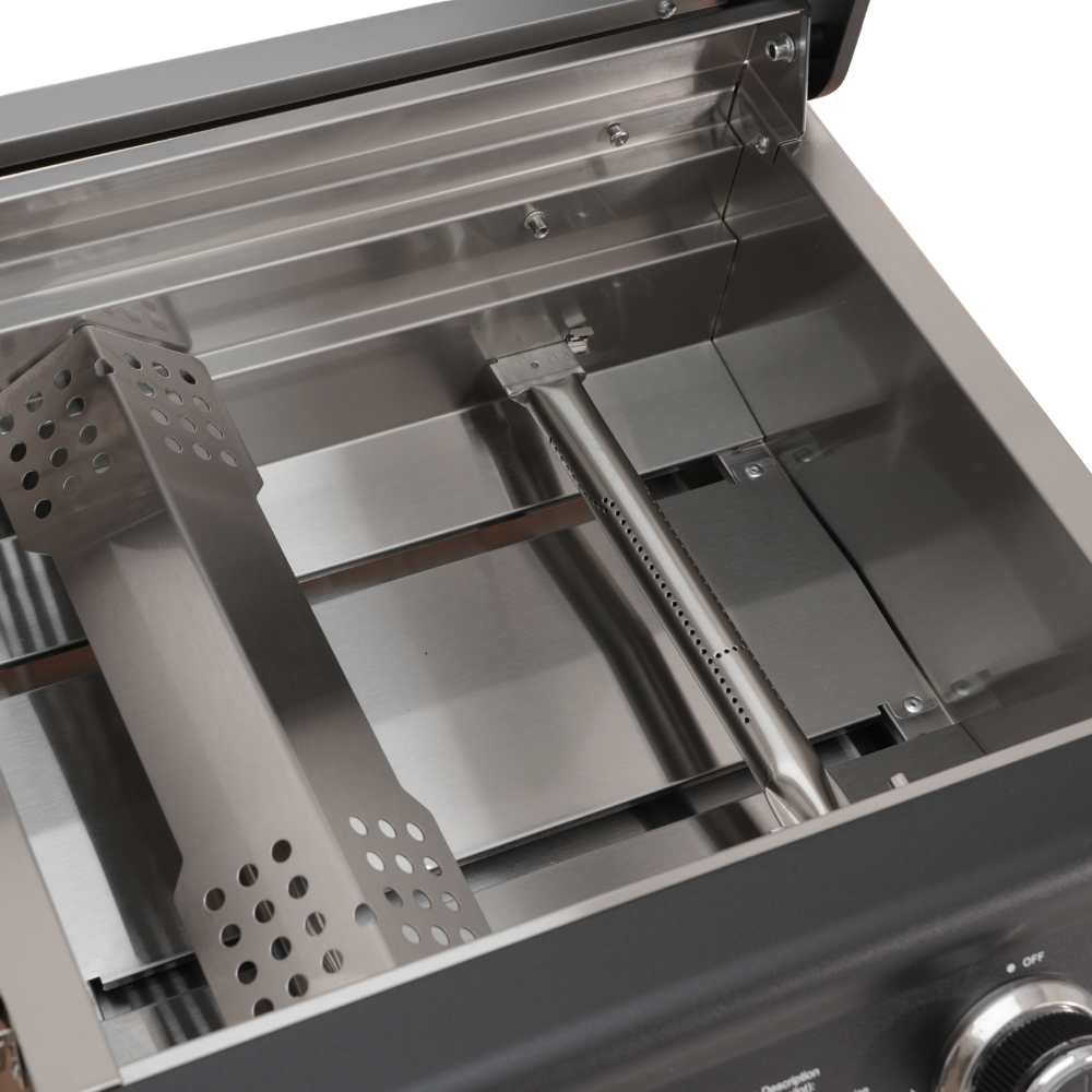 Flame Tamer and Burner Tube in Gas BBQ