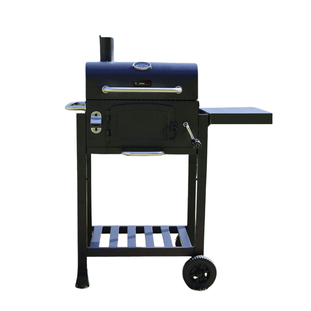 CosmoGrill Jr. Smoker Charcoal Barbecue with Side Table and Chimney for Outdoor Cooking