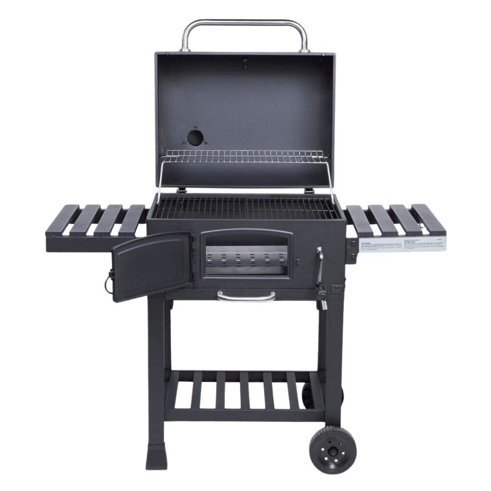 Charcoal BBQ with Side Table and Enamelled Steel Grates, Cosmo Grill XL Smoker